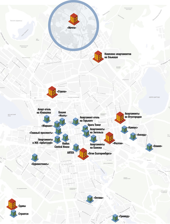 Апартаменты захватывают Екатеринбург / КАРТА 1
