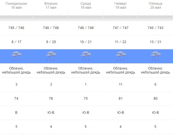 Погода на рабочую неделю, 16-20 мая, в Нижнем Новгороде: дождливая пятидневка 1 Погода на рабочую неделю, 16-20 мая, в Нижнем Новгороде: дождливая пятидневка 1