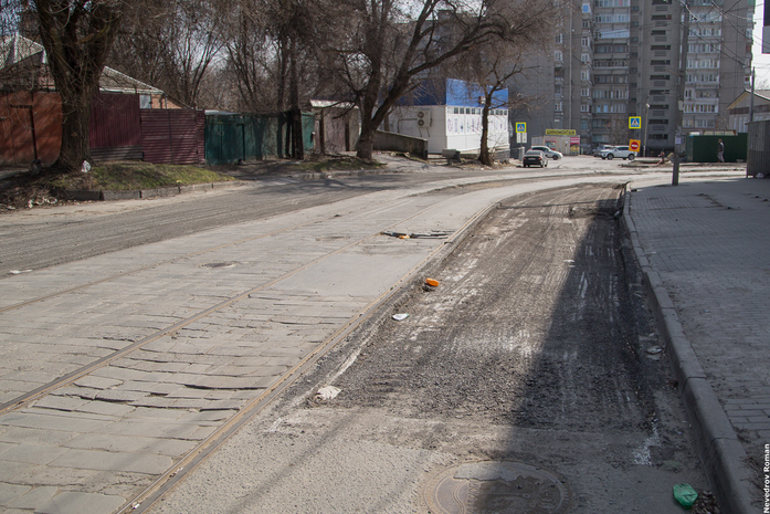 В Ростове на улице Станиславского начался демонтаж трамвайных путей ФОТО 1 В Ростове на улице Станиславского начался демонтаж трамвайных путей ФОТО 1