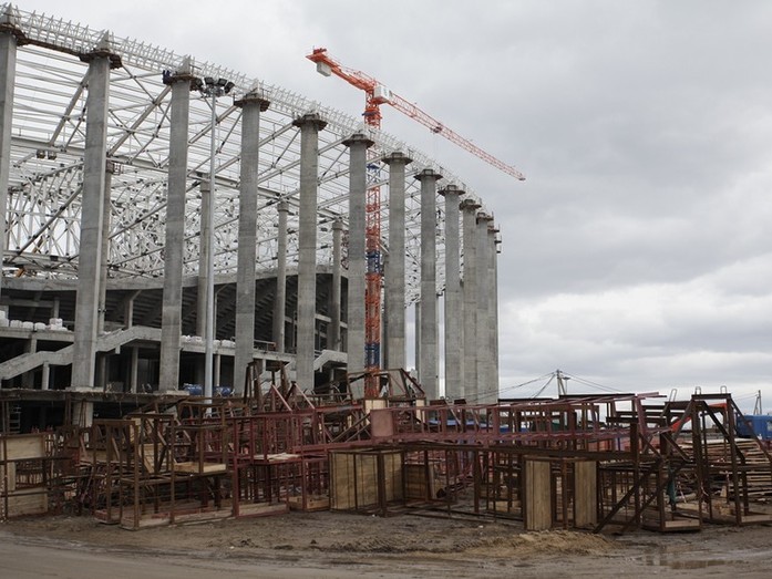 Монтаж металлического покрытия стадиона в Нижнем Новгороде выполнен на 99% 1 Монтаж металлического покрытия стадиона в Нижнем Новгороде выполнен на 99% 1