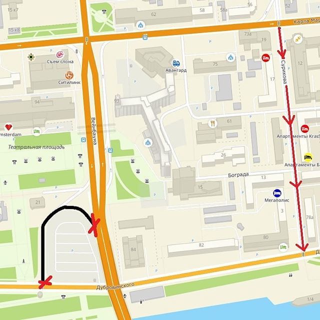 В центре Красноярска после майских праздников изменится схема движения 1 В центре Красноярска после майских праздников изменится схема движения 1