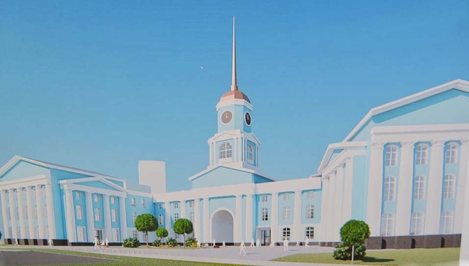 В Академическом построят здание администрации в стиле 19 века. Голубого цвета и со шпилем 1 В Академическом построят здание администрации в стиле 19 века. Голубого цвета и со шпилем 1