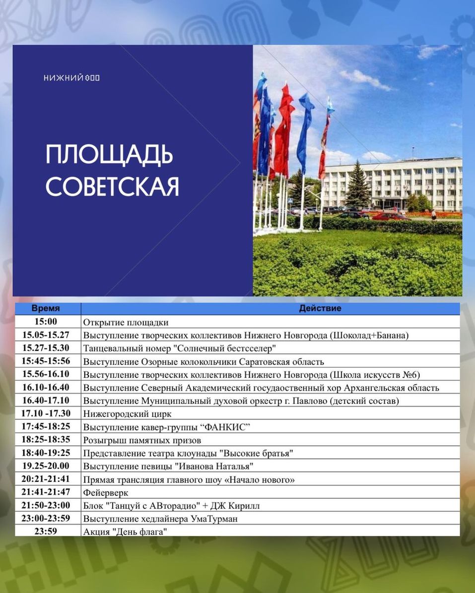 Опубликована подробная программа празднования 800-летия Нижнего Новгорода 21 августа 6 Опубликована подробная программа празднования 800-летия Нижнего Новгорода 21 августа 6