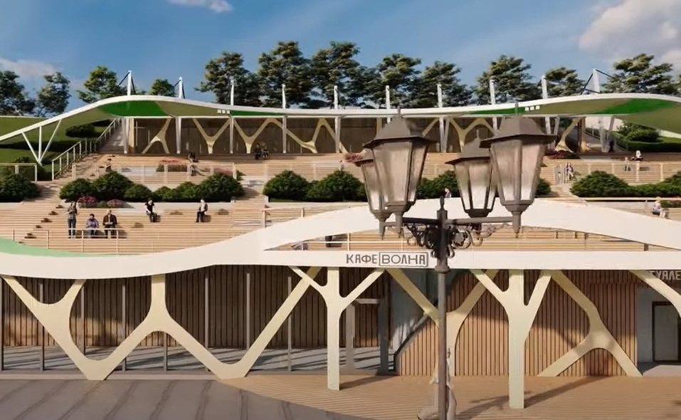 Амфитеатр и коворкинг предполагаются на верхних уровнях набережной Амфитеатр и коворкинг предполагаются на верхних уровнях набережной