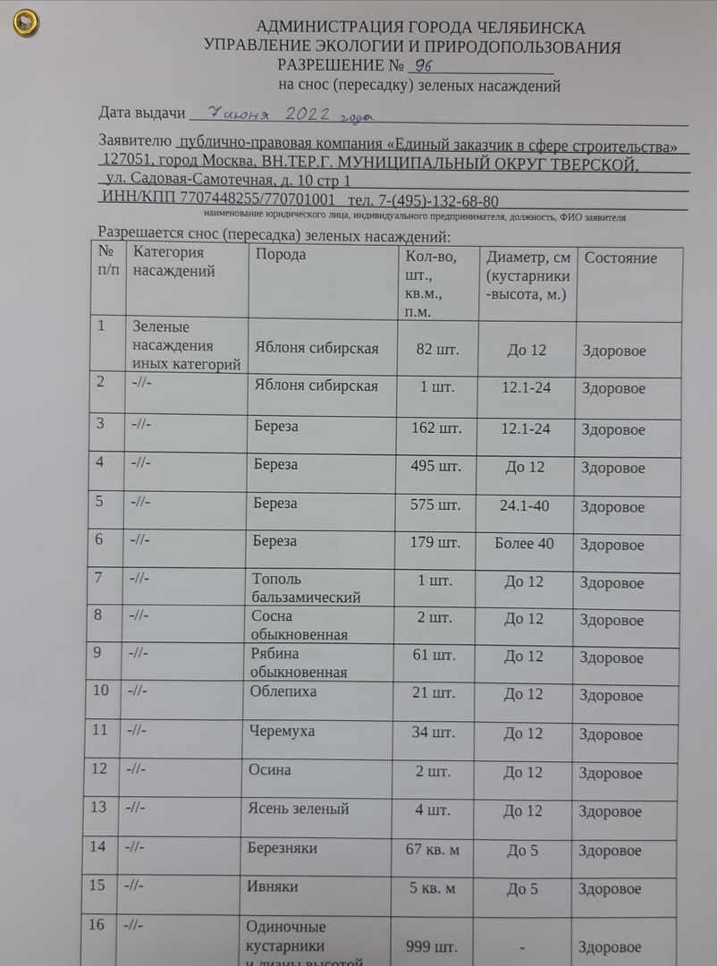 Мэрия Челябинска разрешила вырубить 1618 здоровых деревьев для строительства ледовой арены 1 Мэрия Челябинска разрешила вырубить 1618 здоровых деревьев для строительства ледовой арены 1