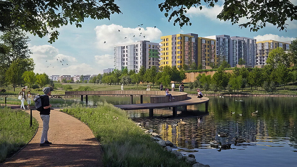 Визуализация микрорайона Юдинский иллюстрация ГК Монолитхолдинг Визуализация микрорайона Юдинский иллюстрация ГК Монолитхолдинг