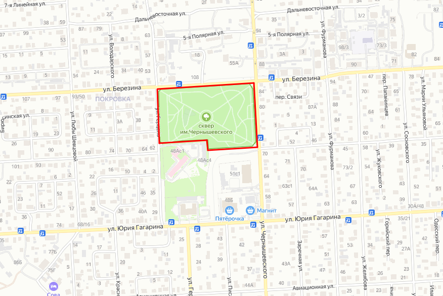 Сквер им. Чернышевского, Красноярск; Источник: Яндекс.Карты Сквер им. Чернышевского, Красноярск; Источник: Яндекс.Карты