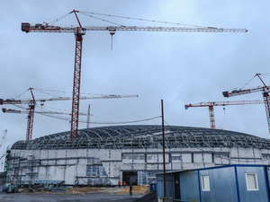 Монтаж металлических конструкций каркаса ледовой арены в Нижнем Новгороде выполнен на 80%